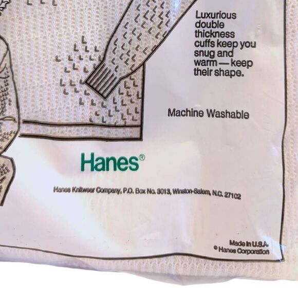 Hanes Boy's Vintage Thermal‎ Top Size Small 6/8 NWT White Waffle NOS 90s 80s - Picture 6 of 6